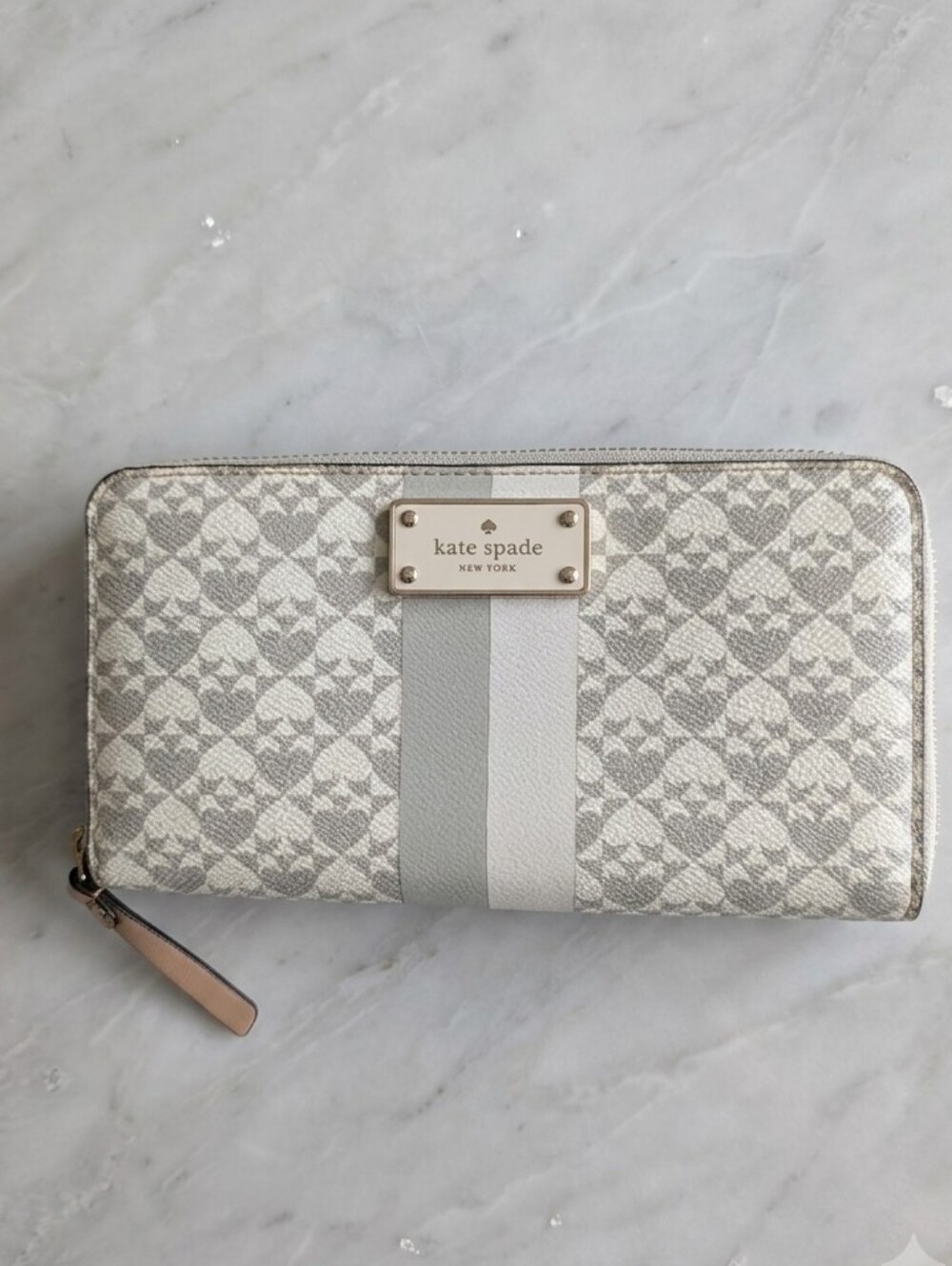 kate spade Two-Tone Gray & White Signature Zip Around Wallet